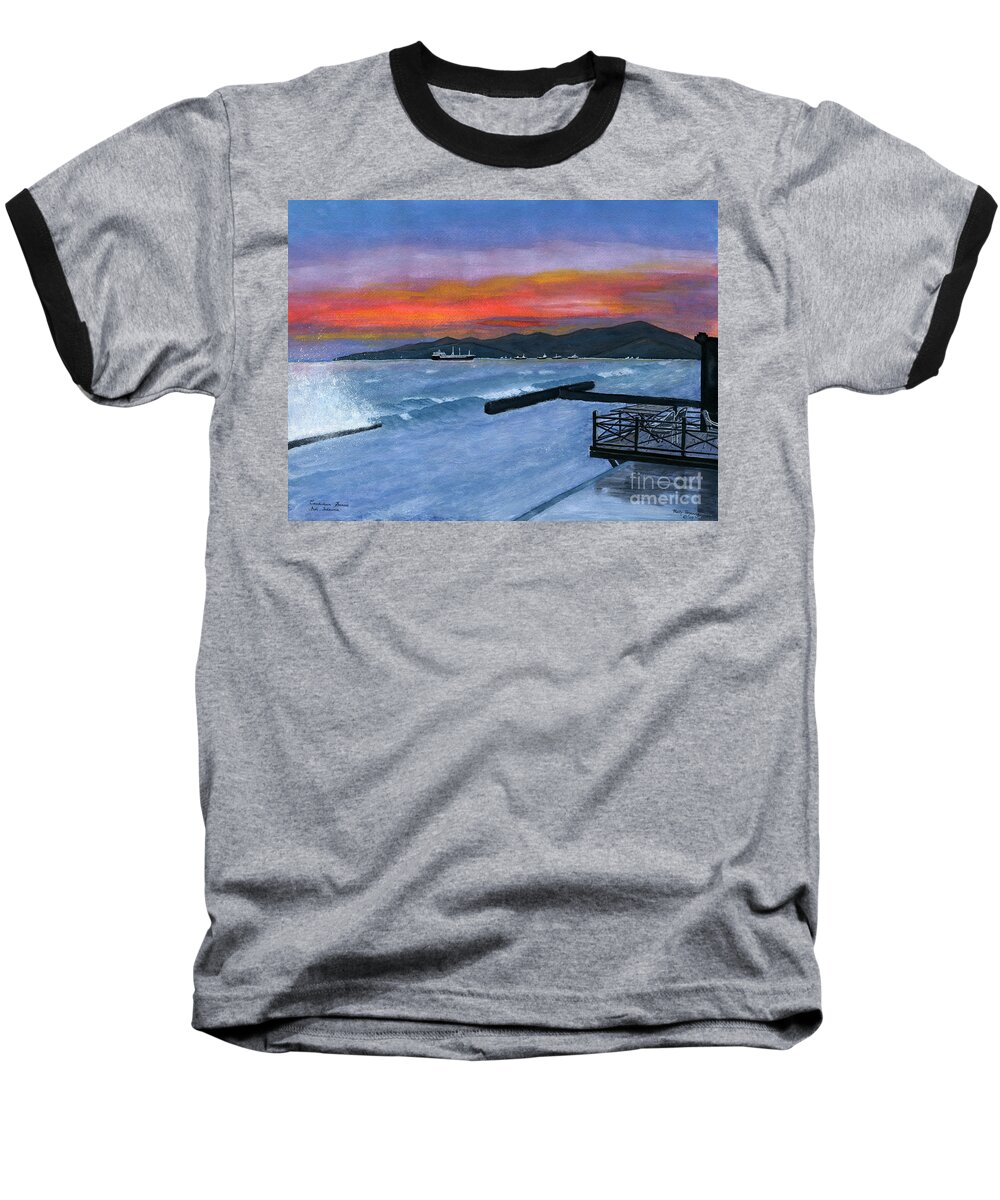 Bali Baseball T-Shirt featuring the painting Candidasa Sunset Bali Indonesia by Melly Terpening