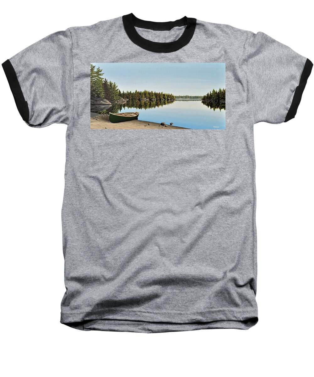 Canoe Baseball T-Shirt featuring the painting Canoe The Massassauga by Kenneth M Kirsch