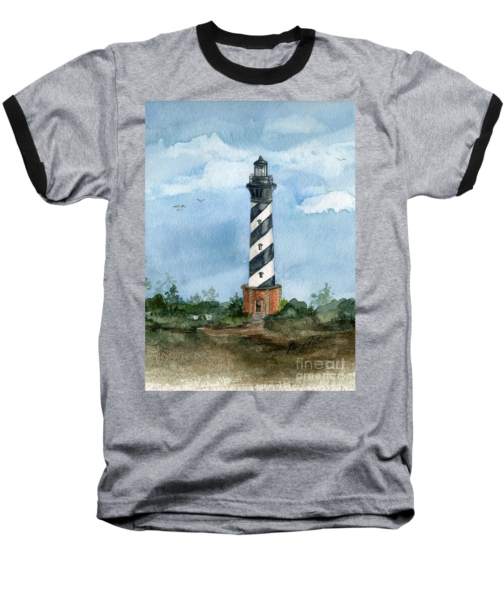 Cape Hatteras Lighthouse Baseball T-Shirt featuring the painting Cape Hatteras Lighthouse by Nancy Patterson