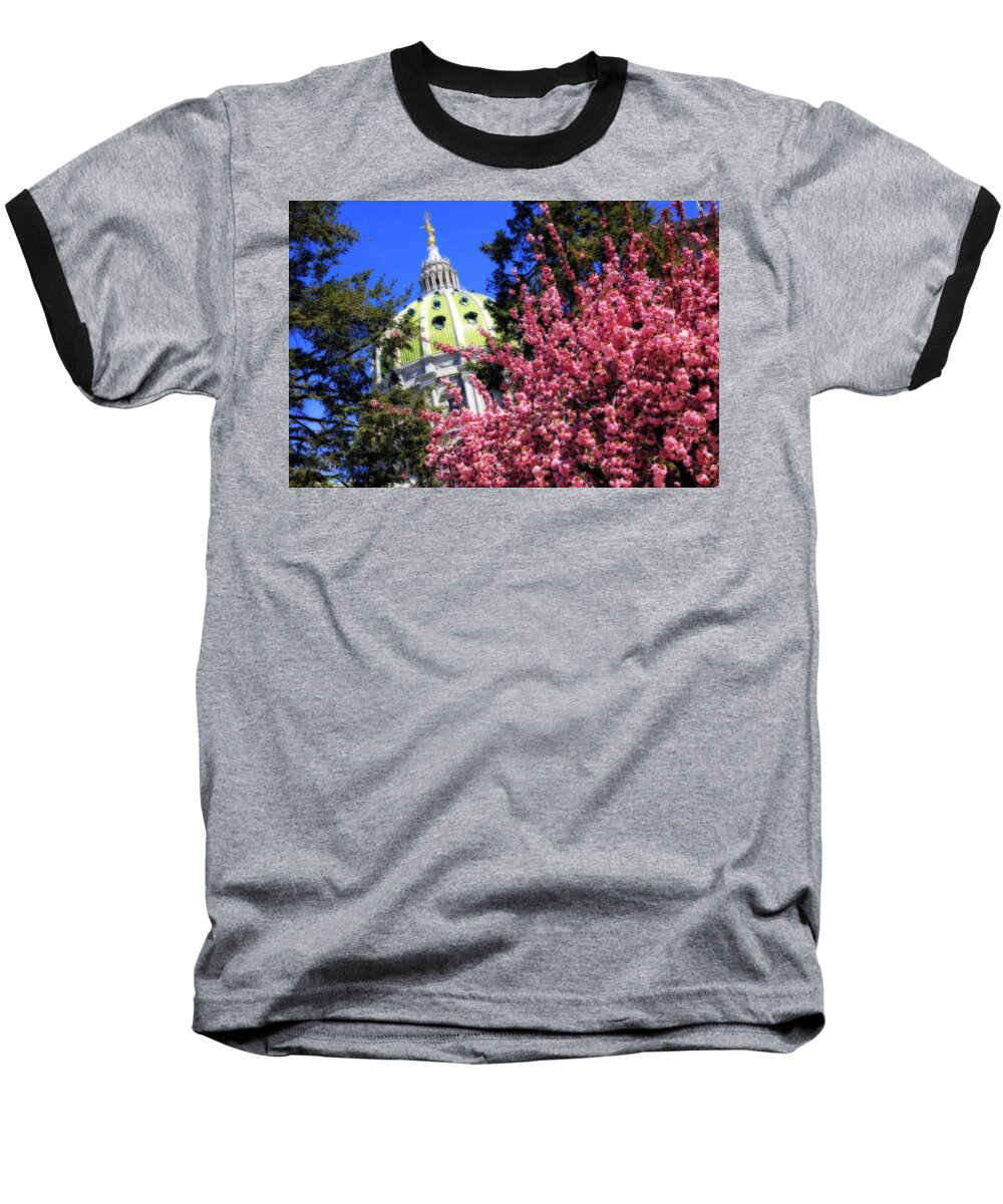 Pennsylvania Baseball T-Shirt featuring the photograph Capitol in Bloom by Shelley Neff