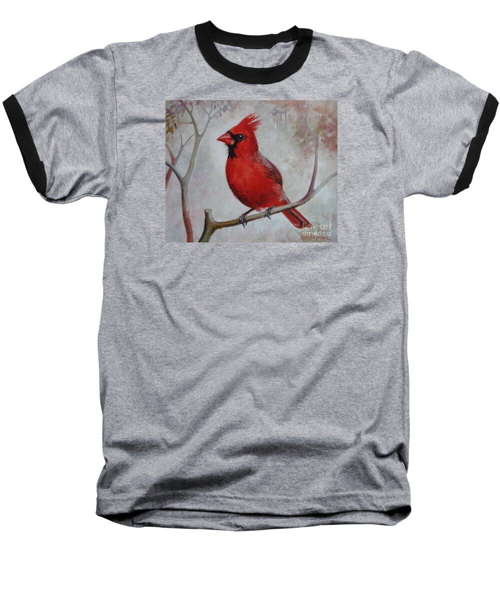 Bird Baseball T-Shirt featuring the painting Cardinal by Elena Oleniuc