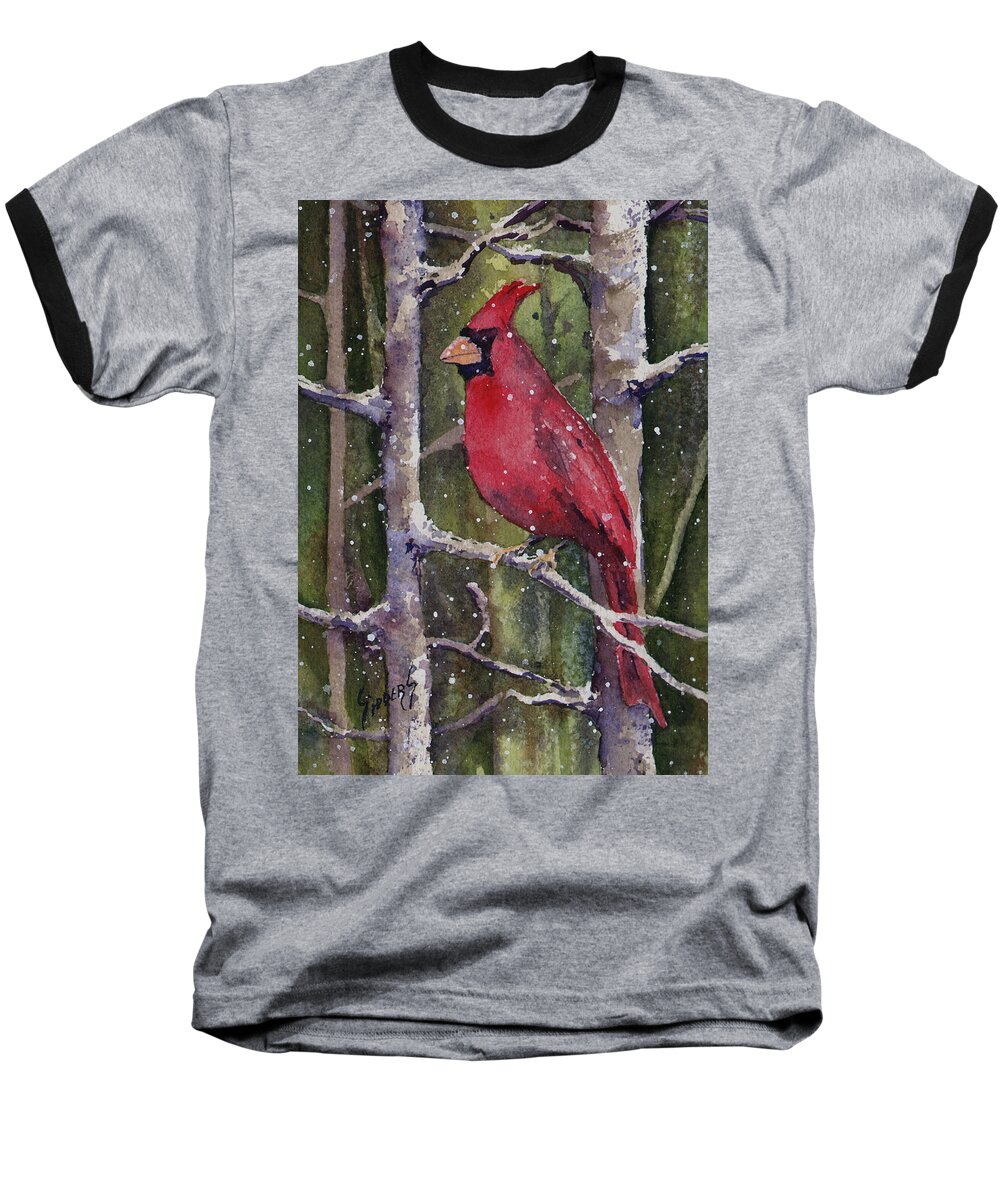 Cardinal Baseball T-Shirt featuring the painting Cardinal by Sam Sidders