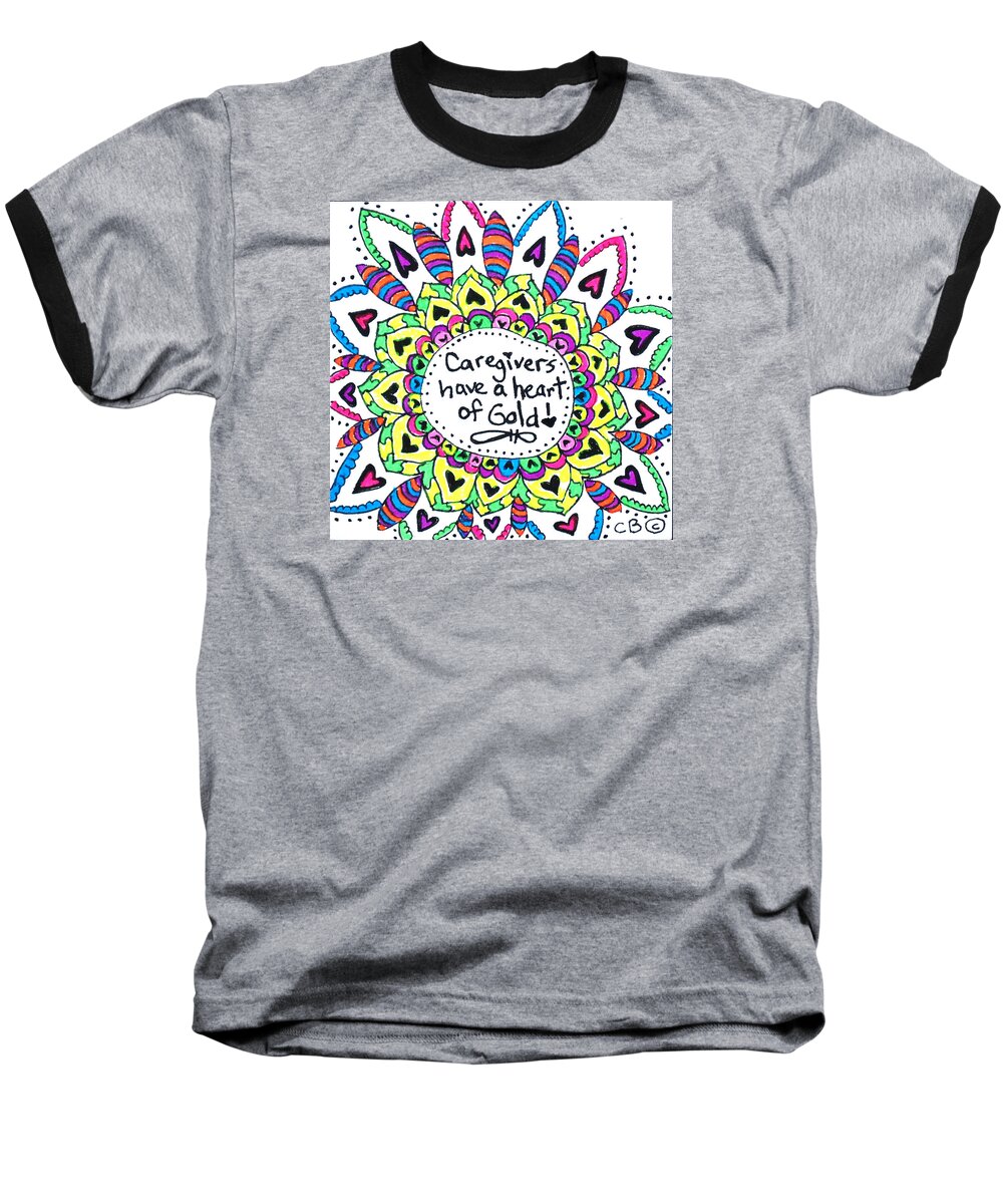 Caregiver Baseball T-Shirt featuring the drawing Caregiver Flower by Carole Brecht