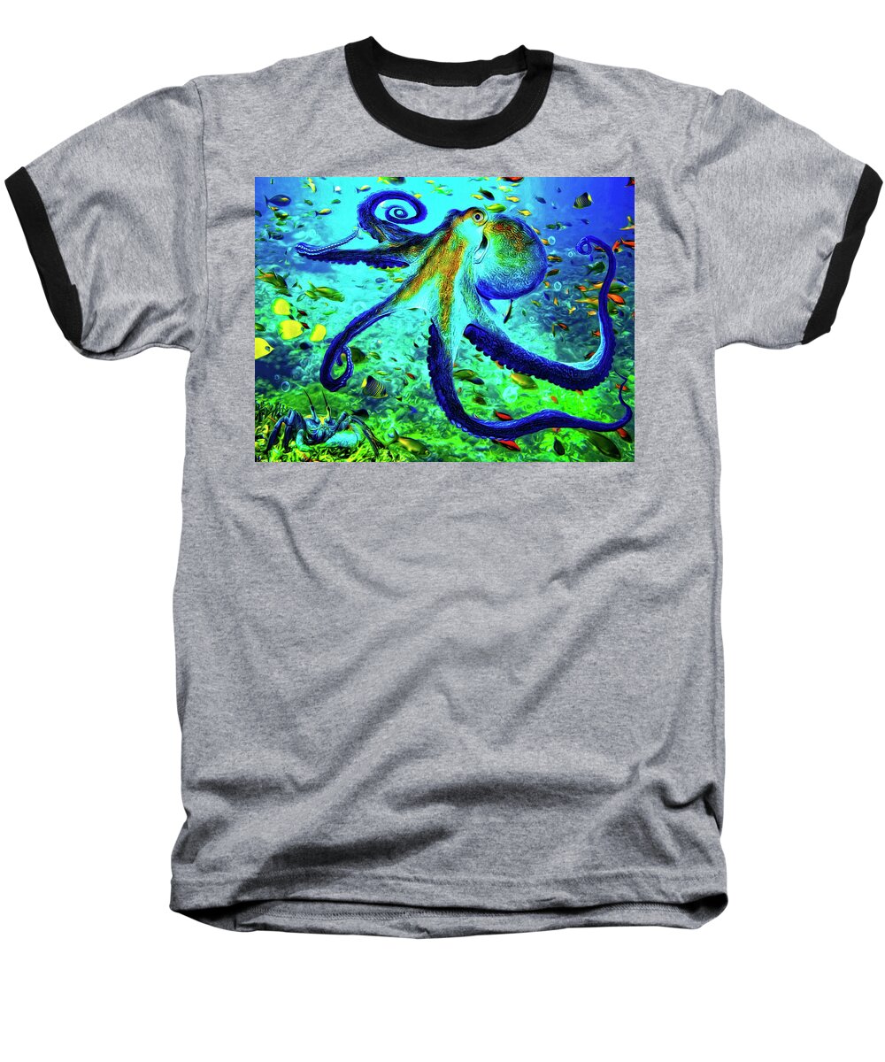 Animals Baseball T-Shirt featuring the painting Caribbean Tropical Reef by Sandra Selle Rodriguez