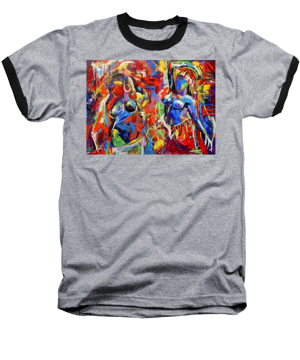 Carnival Baseball T-Shirt featuring the painting Carnival- LARGE WORK by Angie Wright