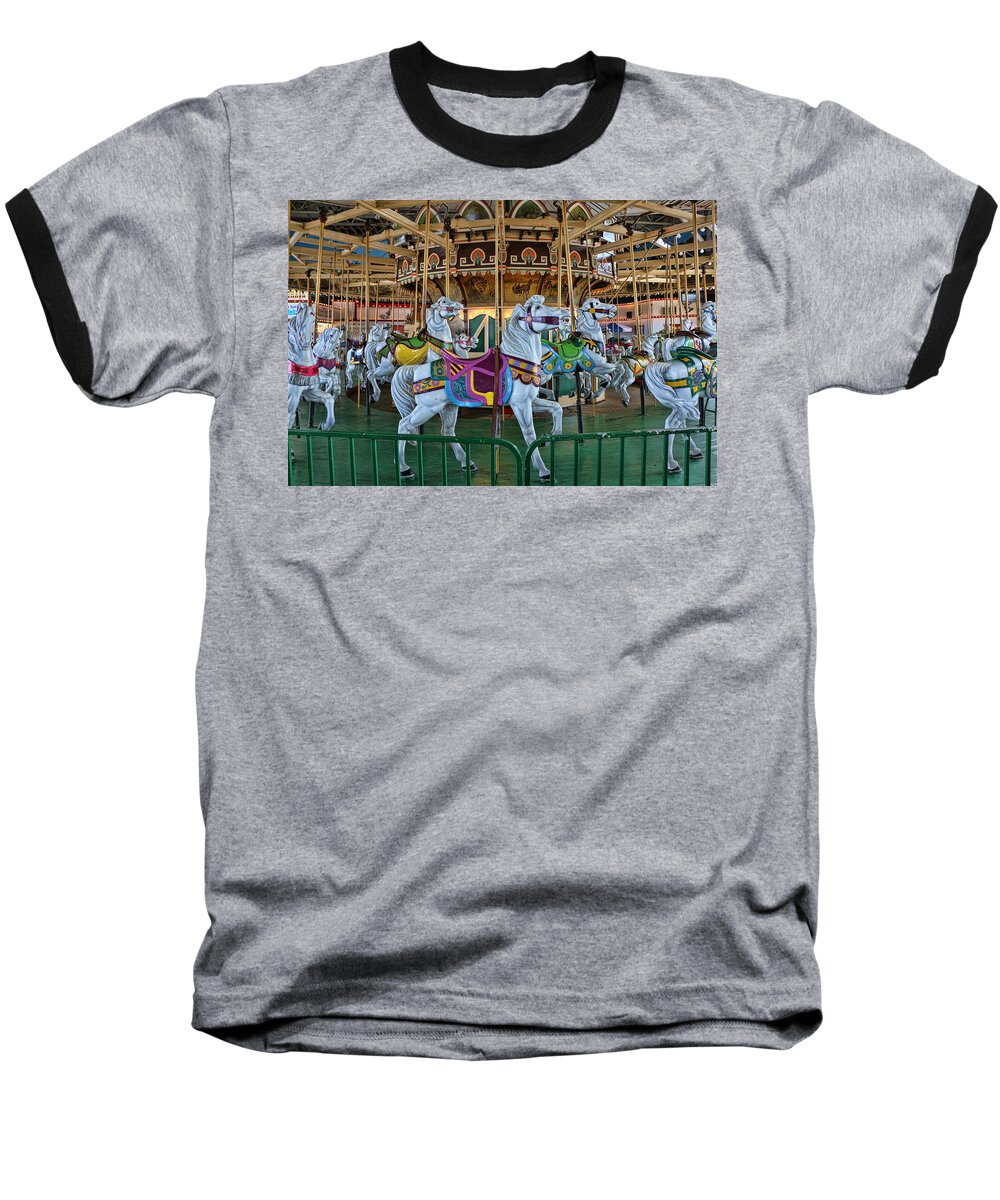 Ocean City Baseball T-Shirt featuring the photograph Carousel Horses by Allen Beatty