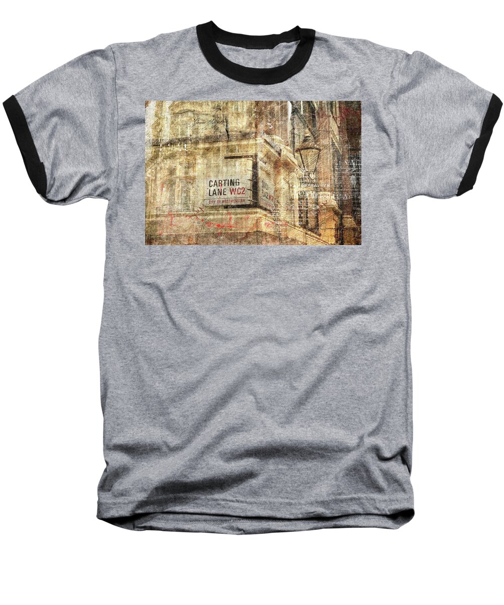English Baseball T-Shirt featuring the digital art Carting Lane, Savoy Place by Nicky Jameson