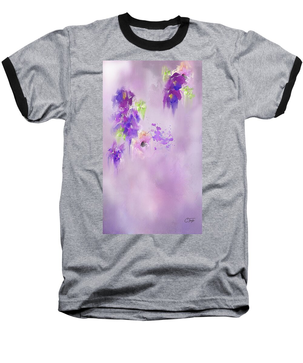 Flowers Baseball T-Shirt featuring the mixed media Cascading Orchids by Colleen Taylor