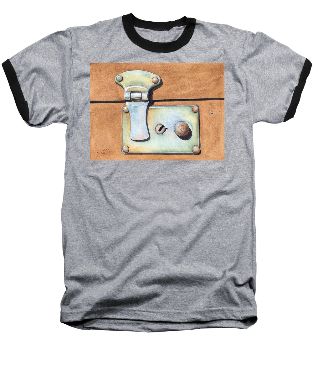 Case Baseball T-Shirt featuring the painting Case Latch by Ken Powers