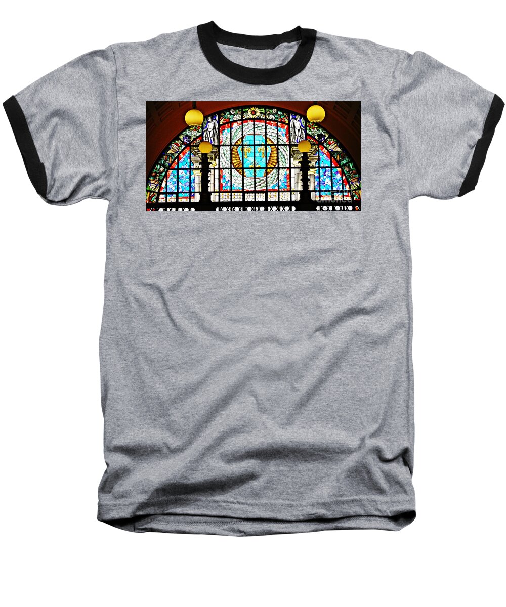 Window Baseball T-Shirt featuring the photograph Casino Stained Glass by Sarah Loft