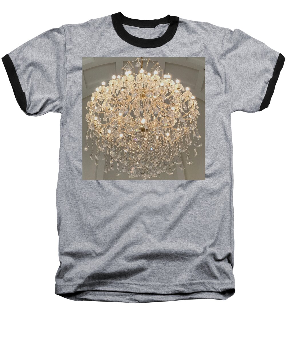 Chandelier Baseball T-Shirt featuring the photograph Castle Front Hall 01 by Annette Hadley