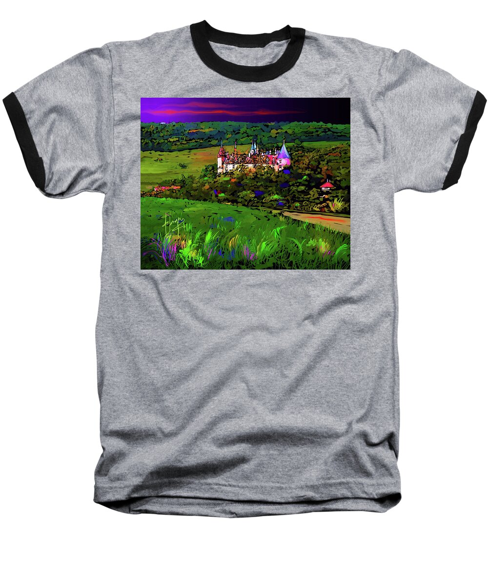 Castle Baseball T-Shirt featuring the painting Castle in Beaune,France by DC Langer