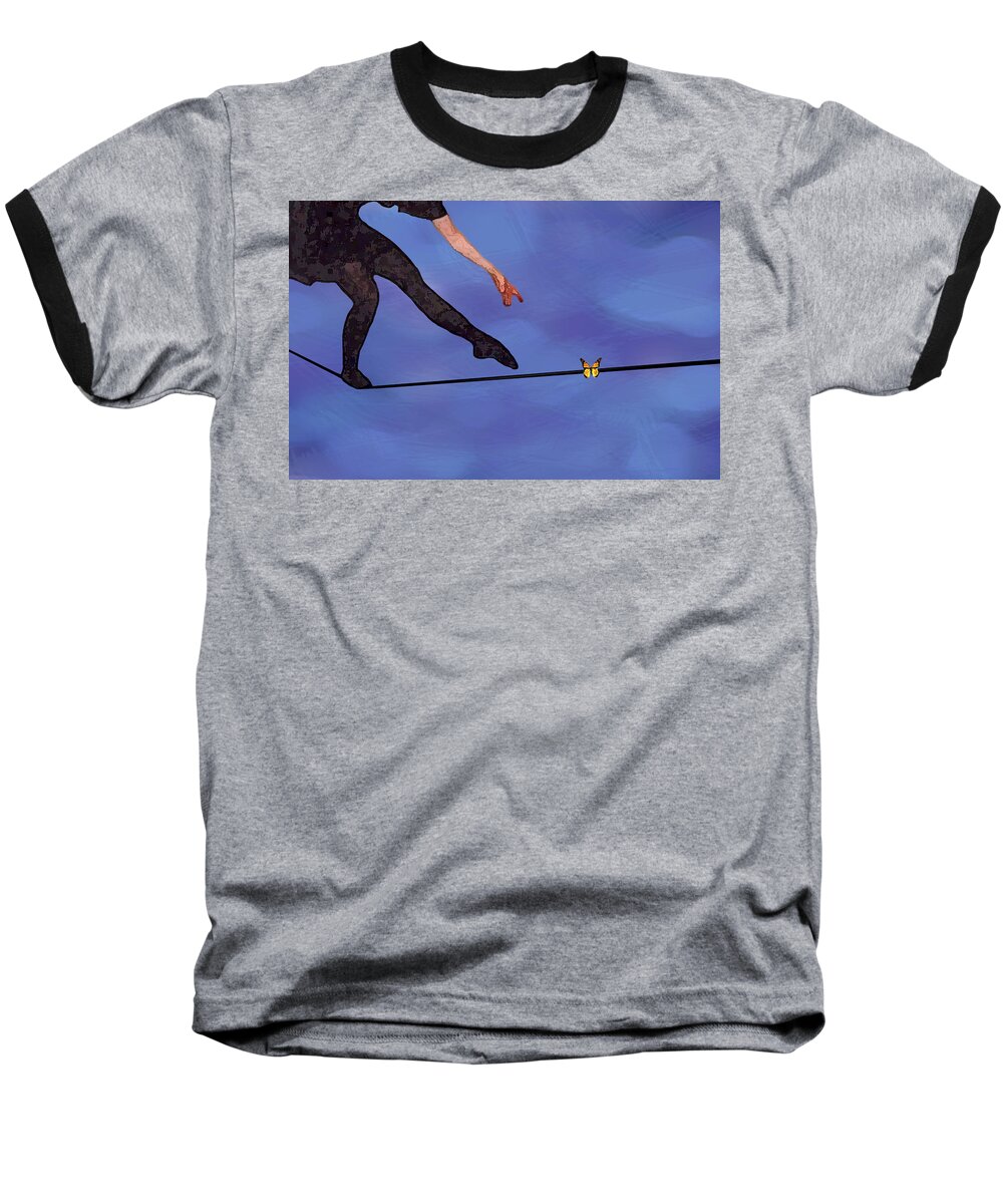 Surreal Baseball T-Shirt featuring the painting Catching Butterflies by Steve Karol