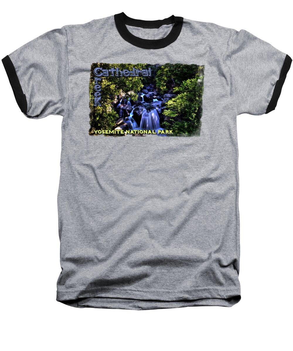 California Baseball T-Shirt featuring the photograph Cathedral Creek Cascade on the Tioga Pass by Roger Passman