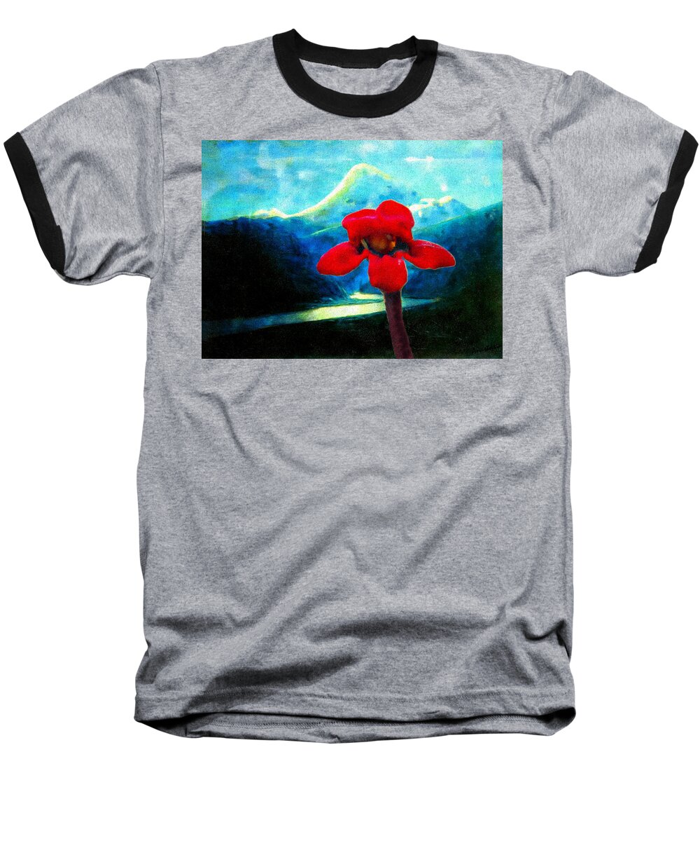 Red Flower Baseball T-Shirt featuring the photograph Caucasus Love Flower II by Anastasia Savage Ealy