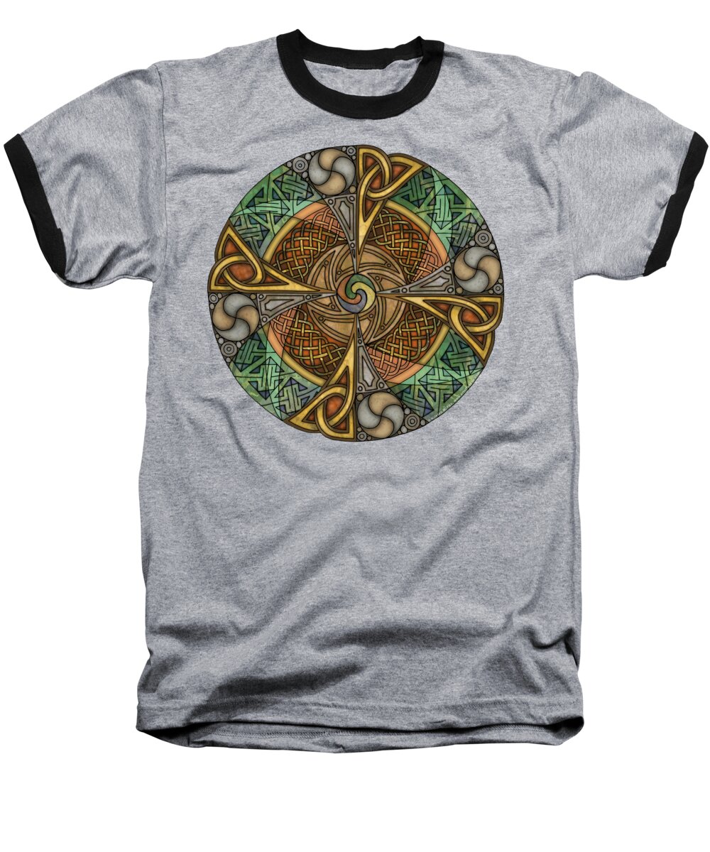Artoffoxvox Baseball T-Shirt featuring the mixed media Celtic Aperture Mandala by Kristen Fox