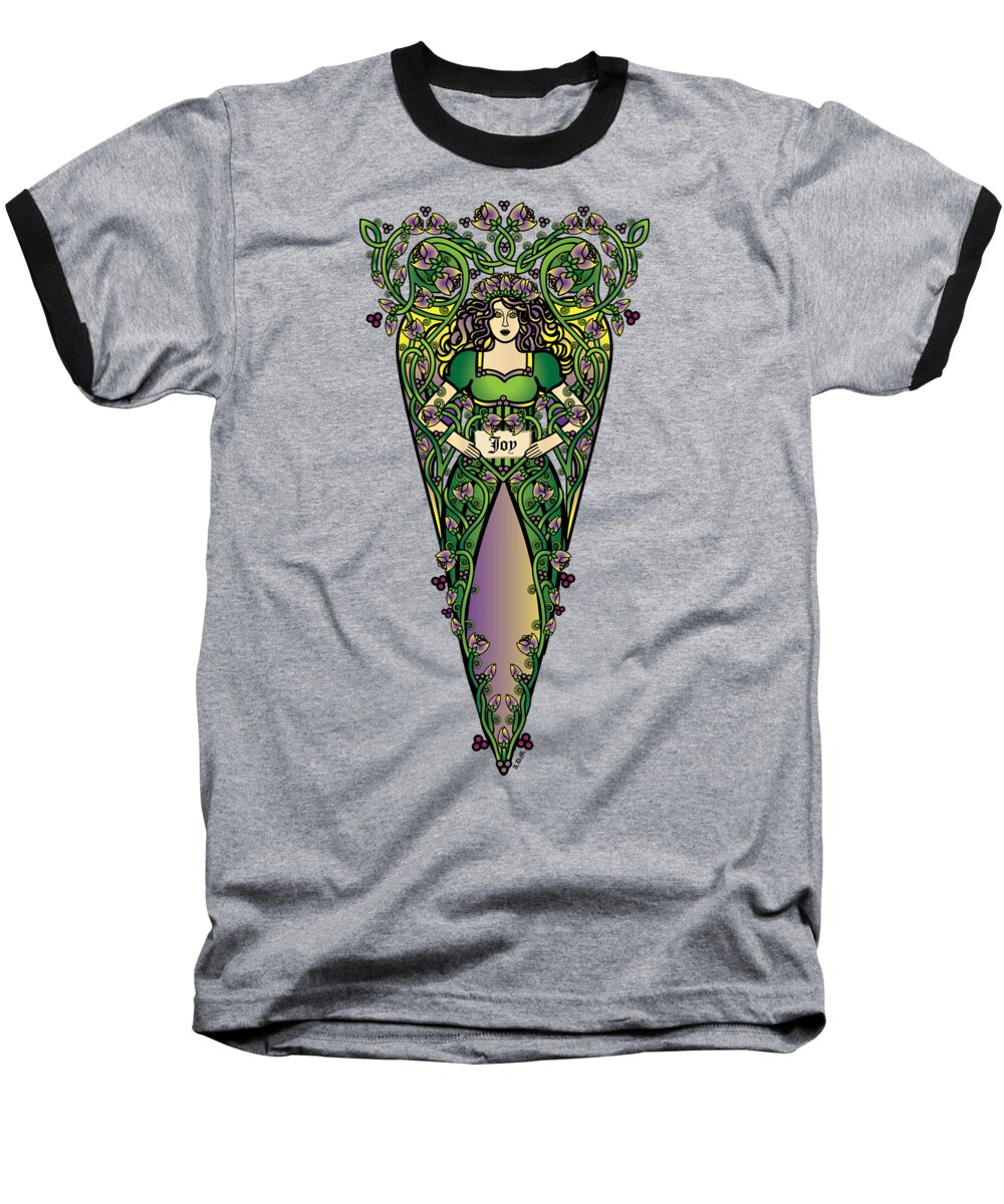 Fantasy Baseball T-Shirt featuring the digital art Celtic Forest Fairy - Joy by Celtic Artist Angela Dawn MacKay