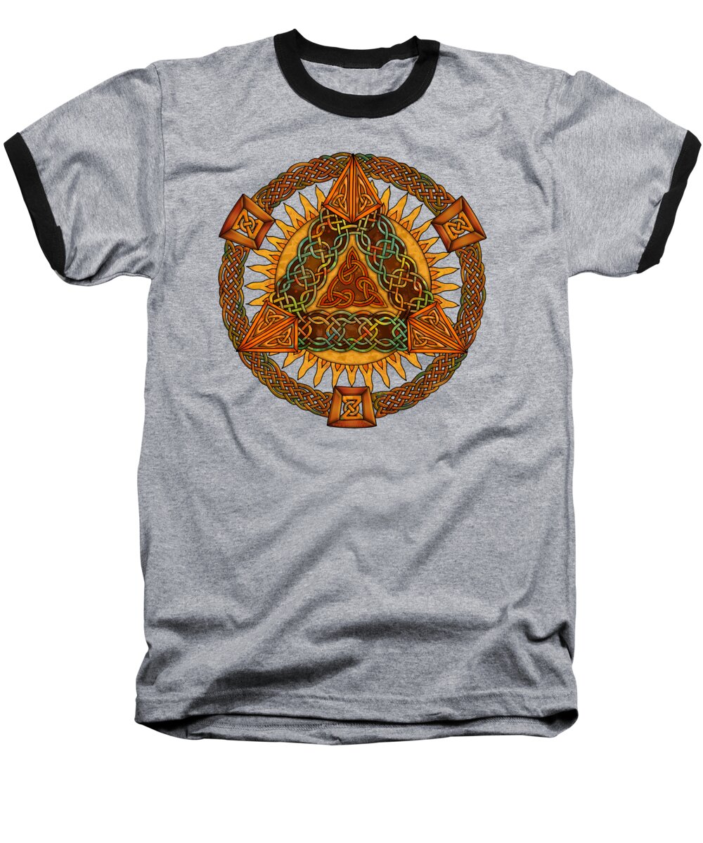 Artoffoxvox Baseball T-Shirt featuring the mixed media Celtic Pyramid Mandala by Kristen Fox