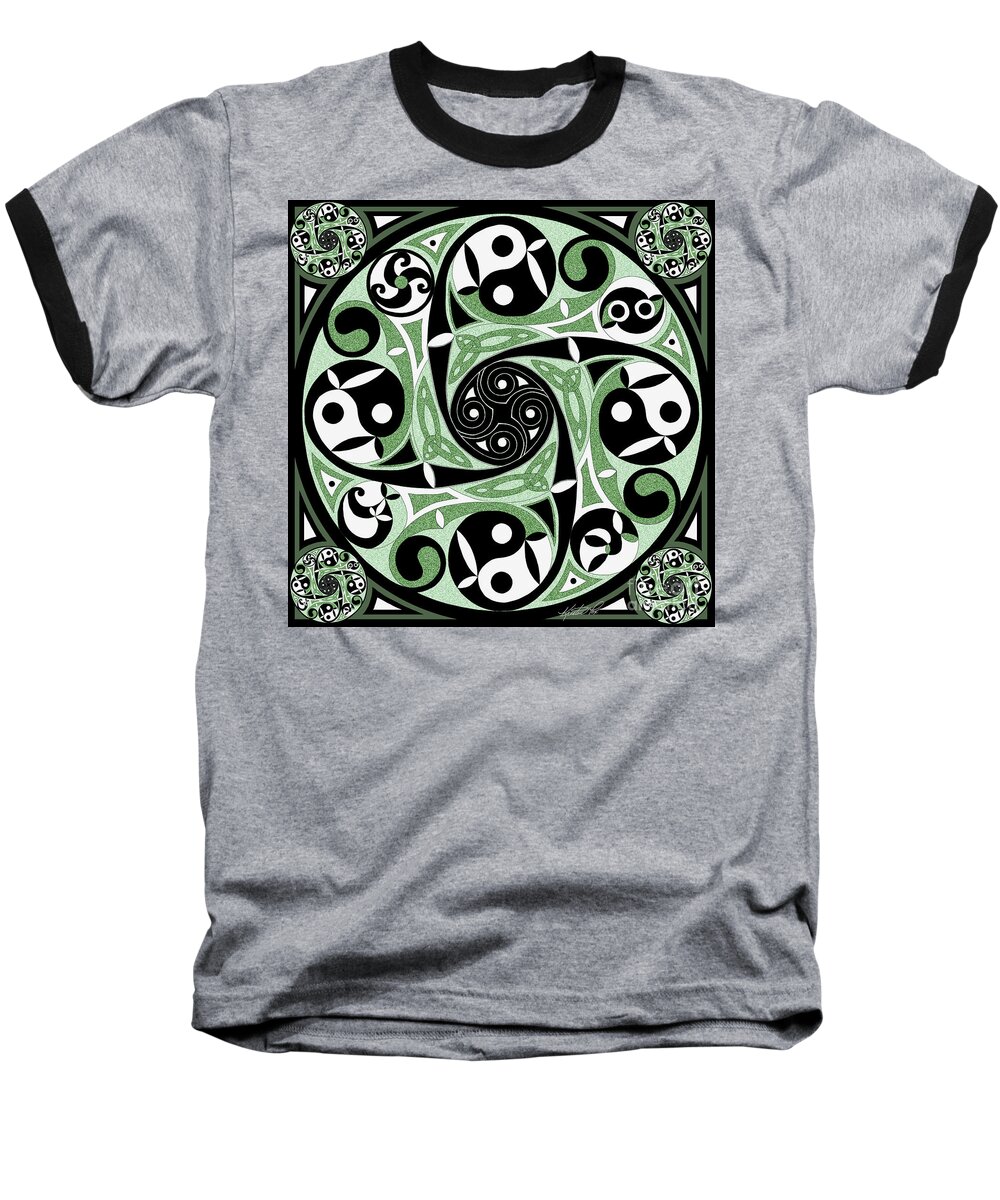 Artoffoxvox Baseball T-Shirt featuring the mixed media Celtic Spiral Stepping Stone by Kristen Fox