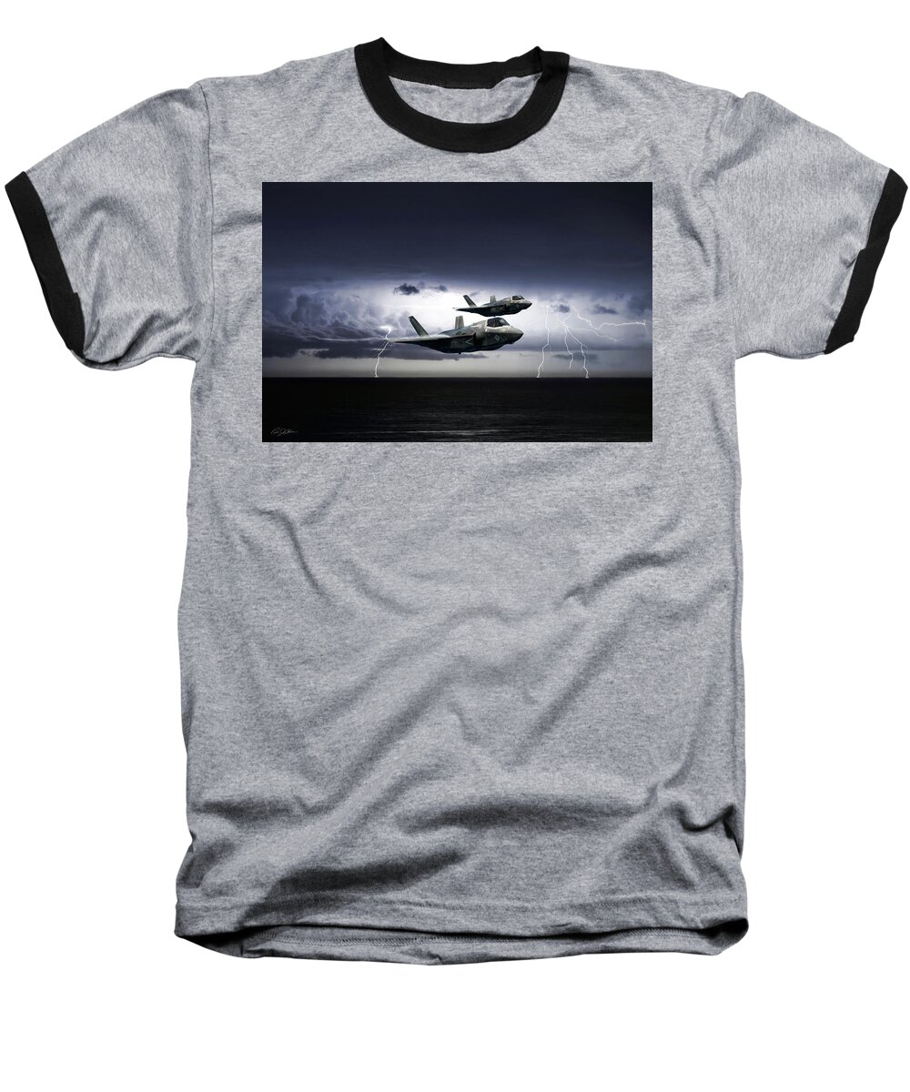 Aviation Baseball T-Shirt featuring the digital art Chain Lightning by Peter Chilelli
