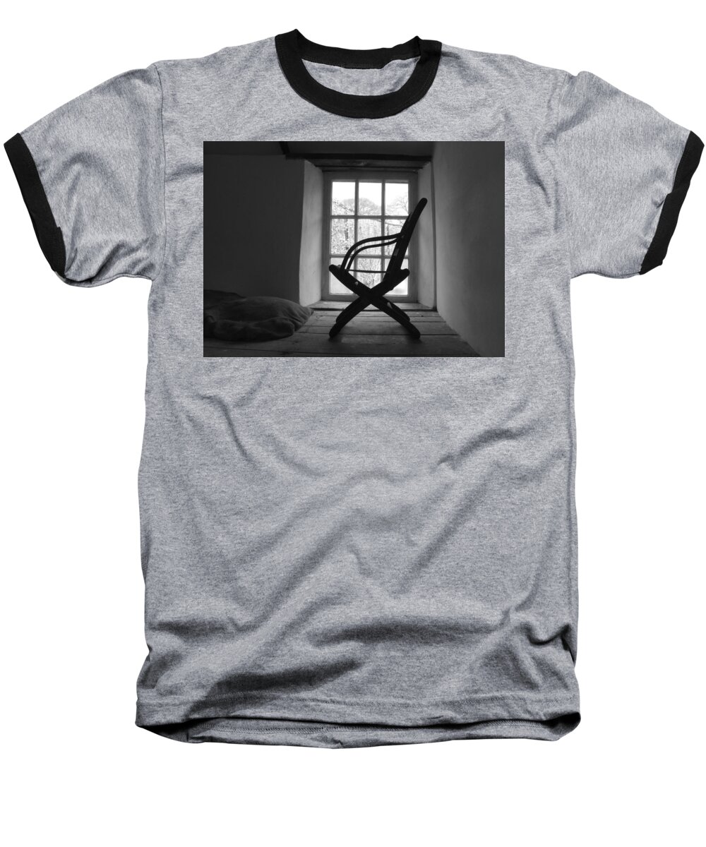 Black And White Baseball T-Shirt featuring the photograph Chair Silhouette by Helen Jackson