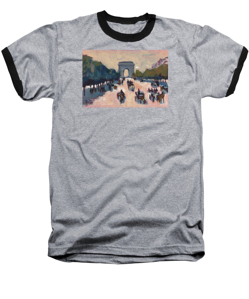 Paris Baseball T-Shirt featuring the painting Champs Elysees Paris by Nop Briex