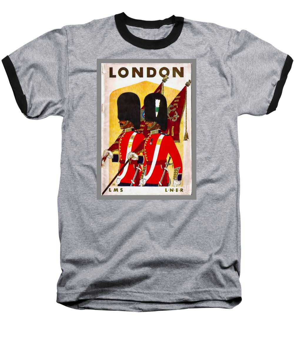 London Baseball T-Shirt featuring the painting Changing The Guard London - 1937 by Ian Gledhill