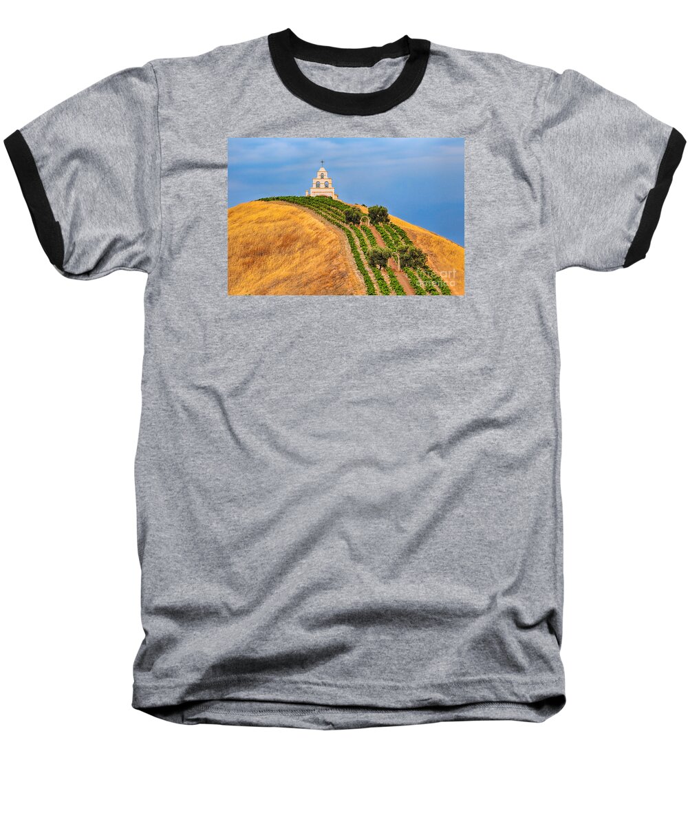 Landscape Baseball T-Shirt featuring the photograph Chapel On The Hill by Mimi Ditchie