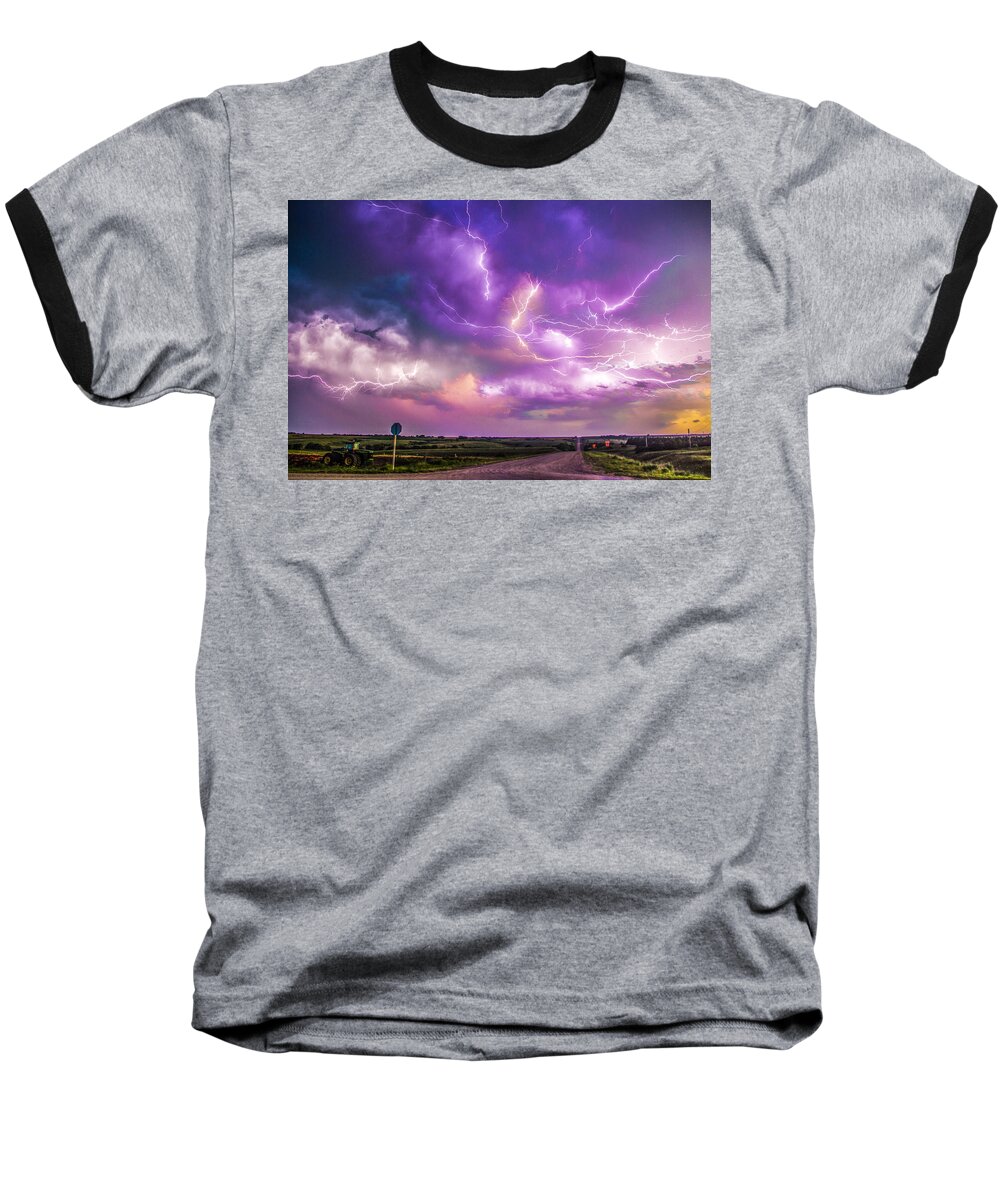 Nebraskasc Baseball T-Shirt featuring the photograph Chasing Nebraska Lightning 056 by NebraskaSC