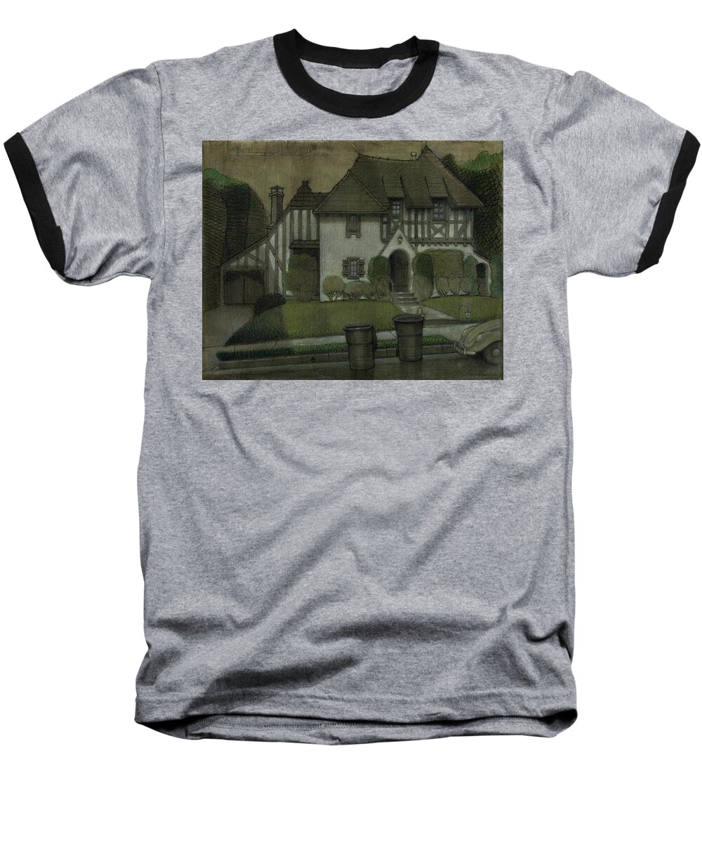 Chateau Home Baseball T-Shirt featuring the painting Chateau in the city by John Reynolds