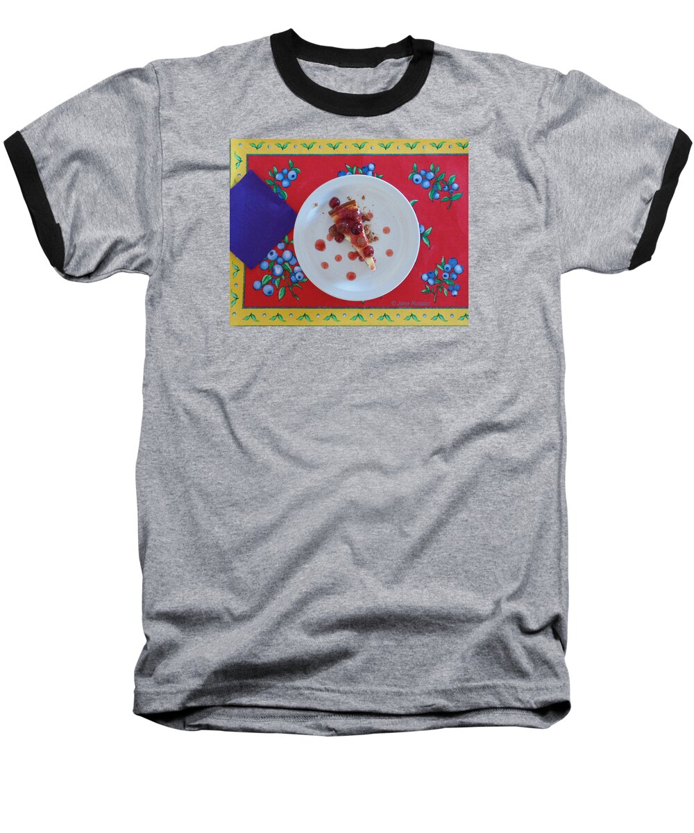 Dessert Baseball T-Shirt featuring the digital art Cheese Cake with Cherries by Jana Russon