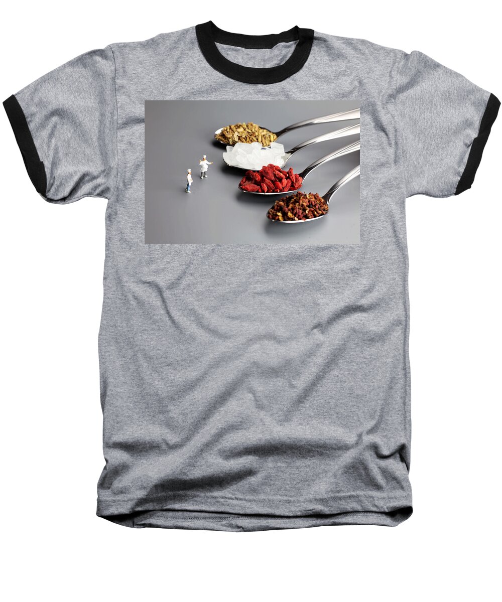 Chef Baseball T-Shirt featuring the painting Chef discussing cooking recipes by Paul Ge