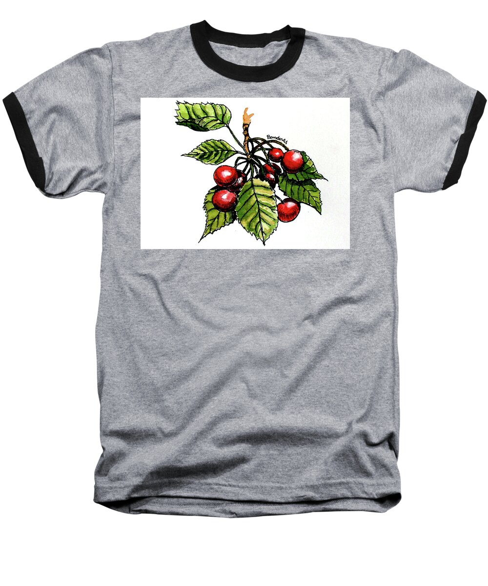 Fruit Baseball T-Shirt featuring the painting Cherries by Terry Banderas