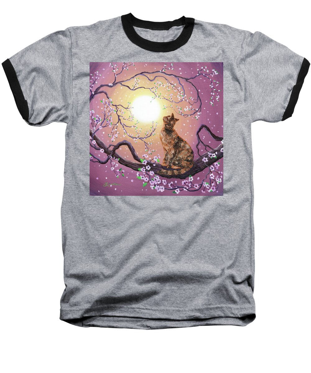 Zen Baseball T-Shirt featuring the painting Cherry Blossom Waltz by Laura Iverson