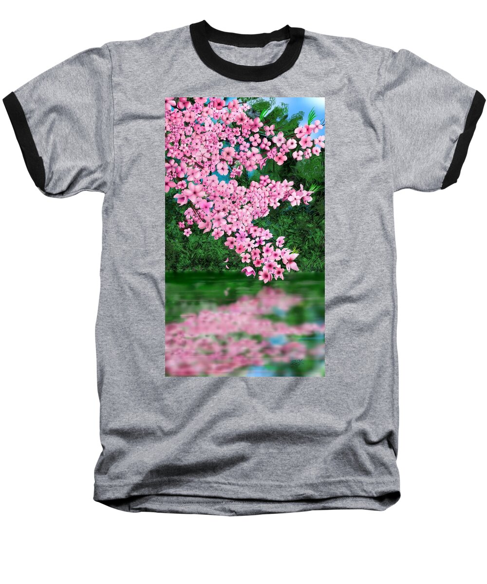 Cherry Baseball T-Shirt featuring the digital art Cherry Reflection by Douglas Day Jones