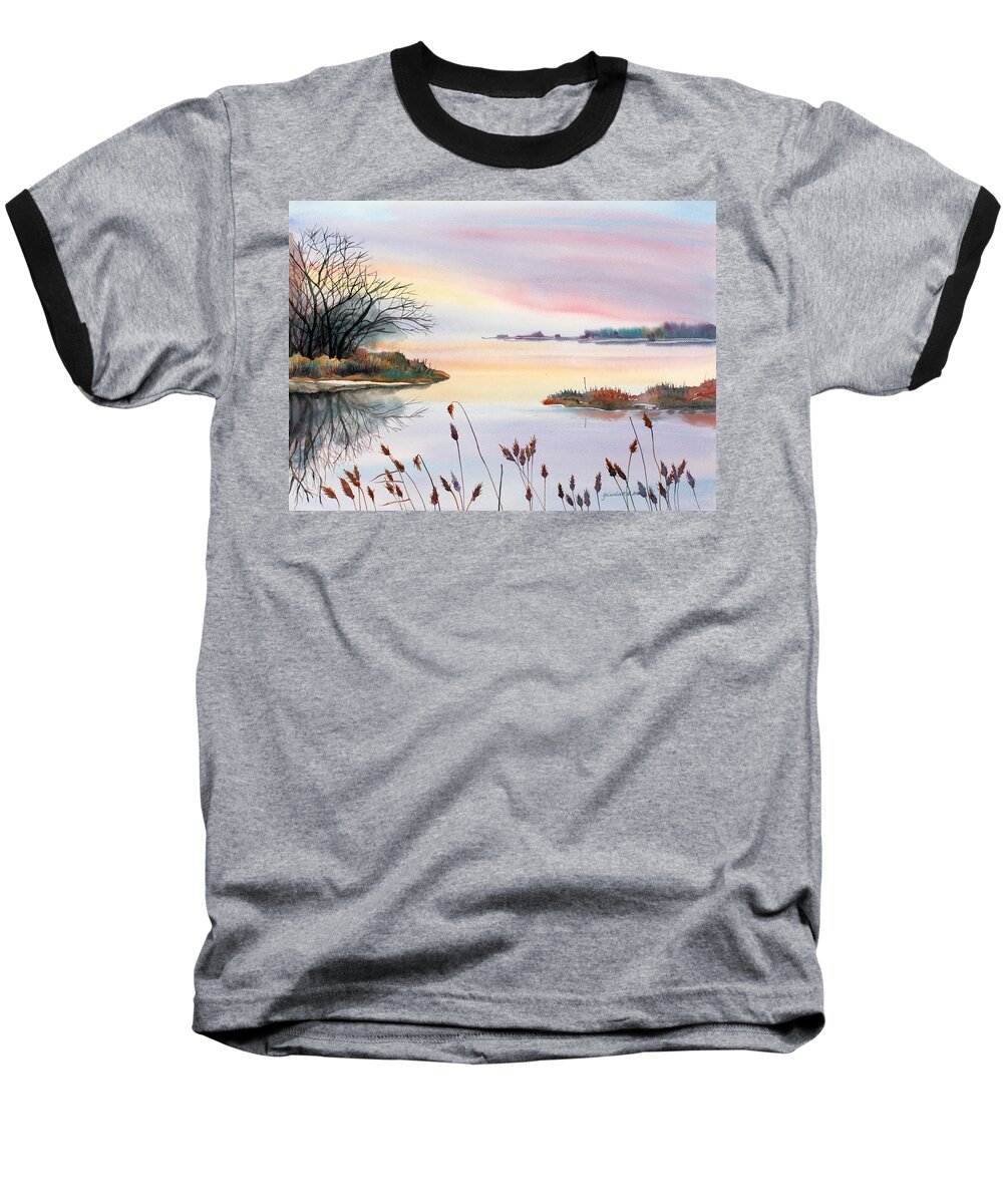 Sunset Baseball T-Shirt featuring the painting Chesapeake Bay Sunset by Yolanda Koh