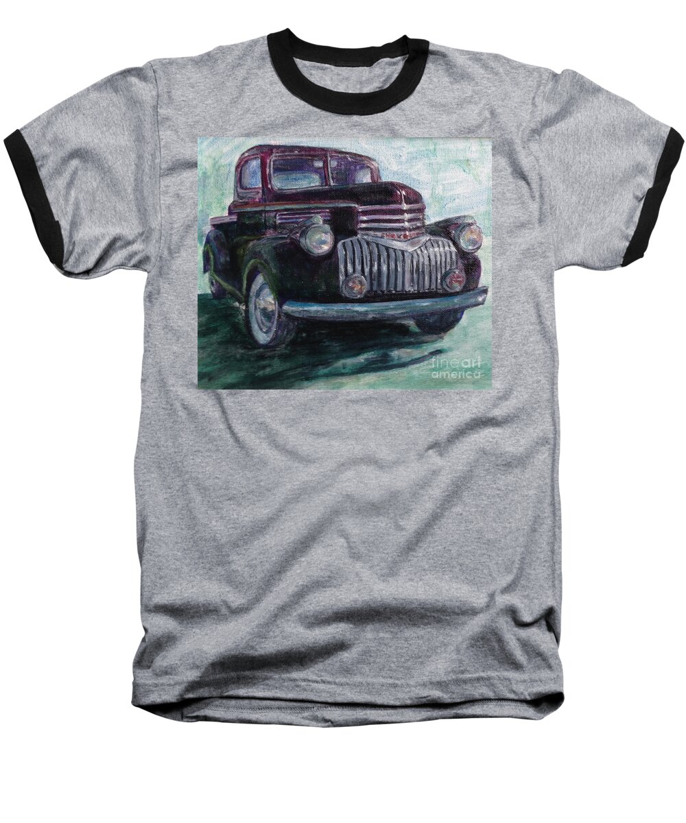 Automobile Baseball T-Shirt featuring the painting 47 Chevy Truck by Lavender Liu