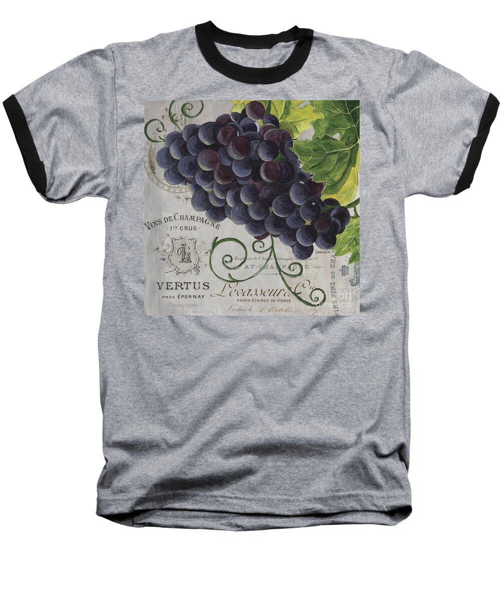 Grapes Baseball T-Shirt featuring the painting Vins de Champagne 2 by Debbie DeWitt