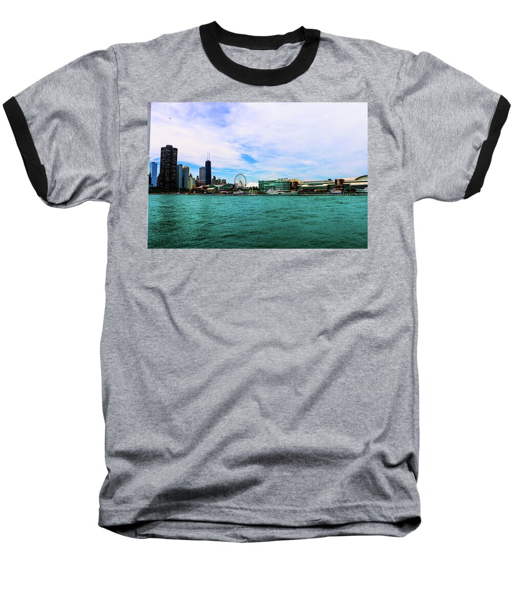 Chicago Baseball T-Shirt featuring the photograph Chicago Blue by D Justin Johns