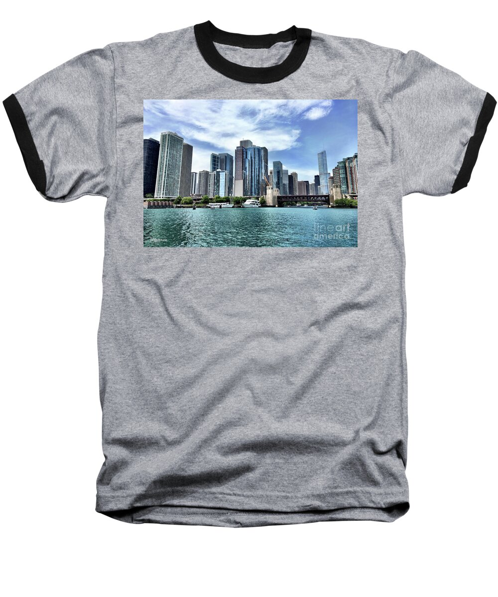 Chicago Baseball T-Shirt featuring the photograph Chicago River Skyline by Veronica Batterson