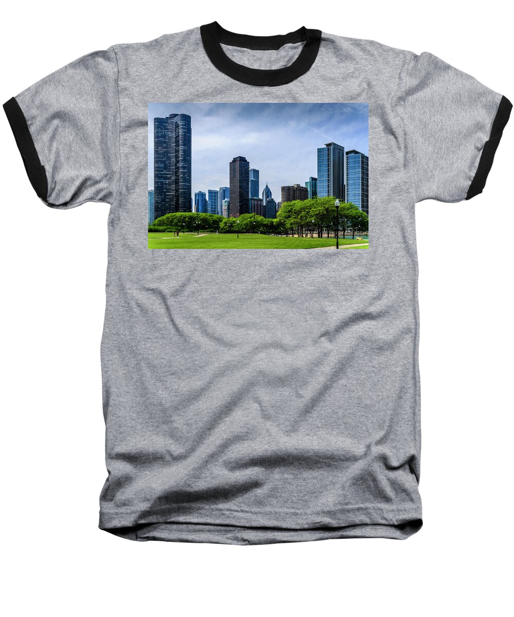 Buildings Baseball T-Shirt featuring the photograph Chicago Skyline by Daniel Murphy