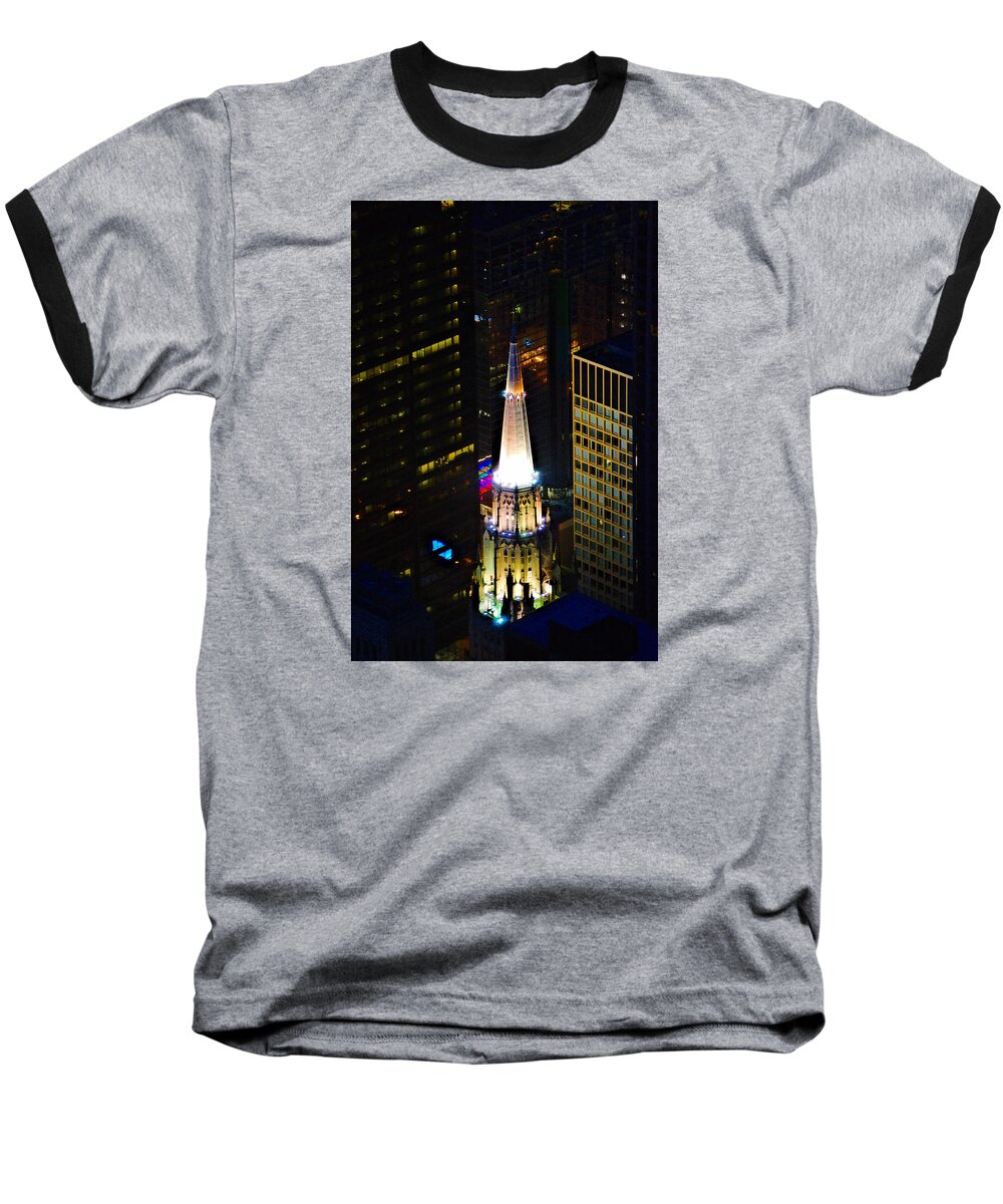 Architecture Baseball T-Shirt featuring the photograph Chicago Temple Building Steeple by Richard Zentner