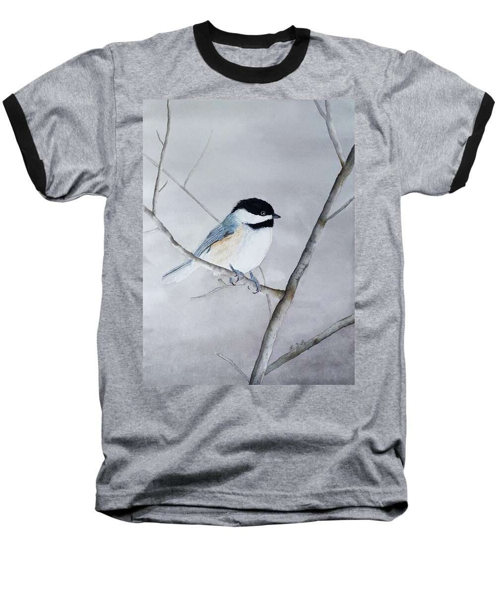 Chickadee Baseball T-Shirt featuring the painting Chickadee II by Laurel Best