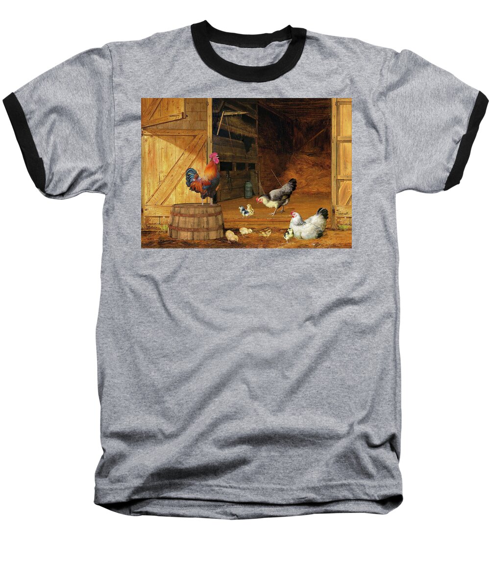 Chickens Baseball T-Shirt featuring the digital art Chickens by M Spadecaller