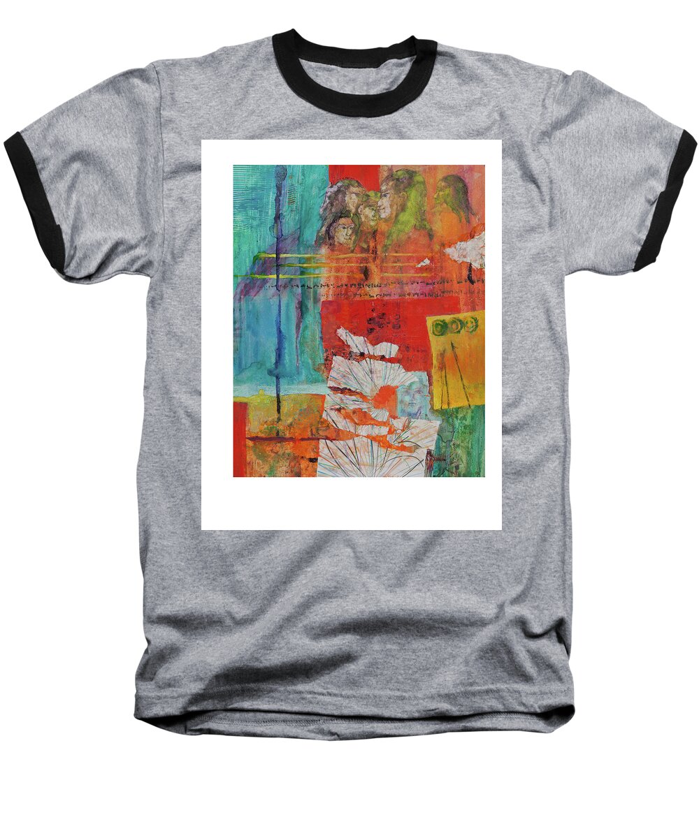 Abstract Baseball T-Shirt featuring the painting Chorus Line by Gary DeBroekert