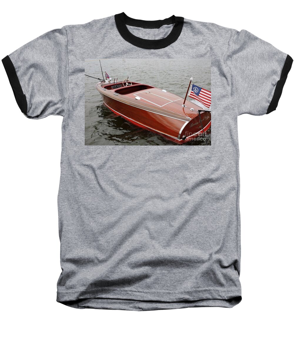 Boat Baseball T-Shirt featuring the photograph Barrel Back On Pewaukee by Neil Zimmerman