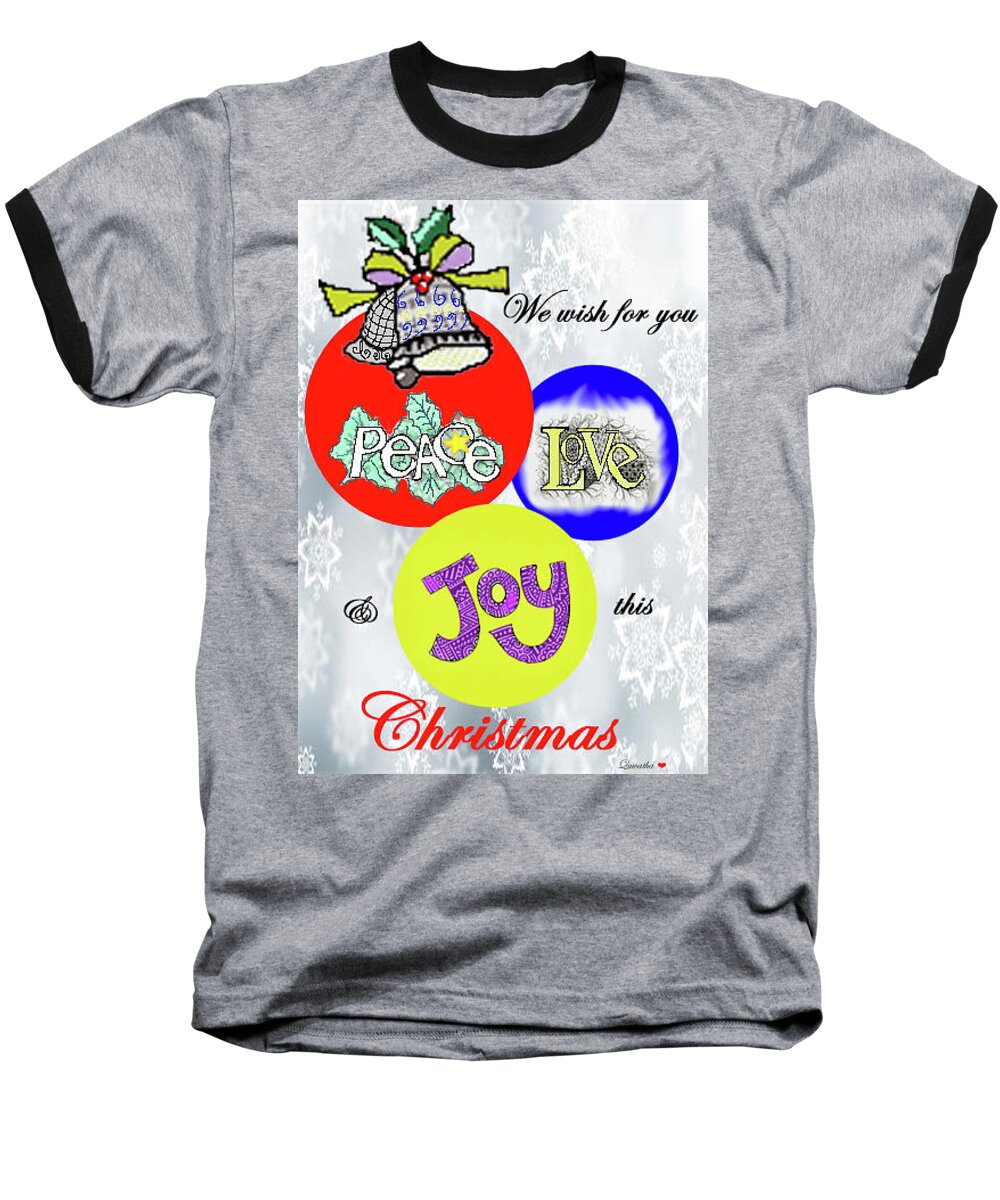Christmas Baseball T-Shirt featuring the drawing Christmas 2 by Quwatha Valentine