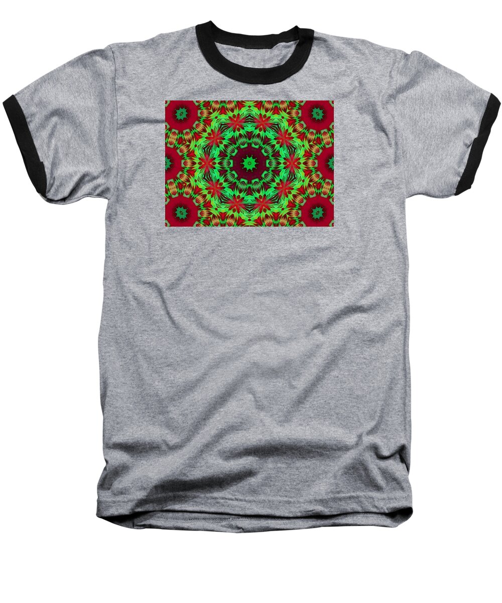 Christmas Kaleidoscope Series-theme 4 Baseball T-Shirt featuring the digital art Christmas Kaleidoscope Series-Theme 4 by Mike Breau