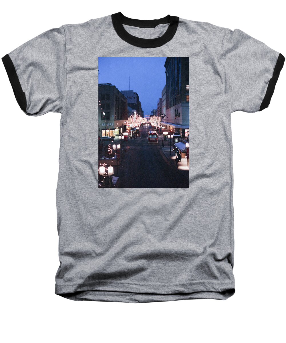 Book Work Baseball T-Shirt featuring the photograph Christmas on the Mall by Mike Evangelist