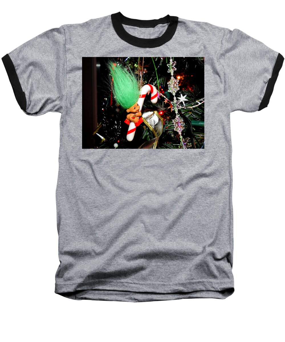 Candy Cane Baseball T-Shirt featuring the photograph Christmas Troll by Betty-Anne McDonald